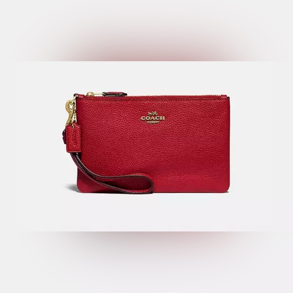 Coach Red Leather Wristlet - Picture 1 of 6